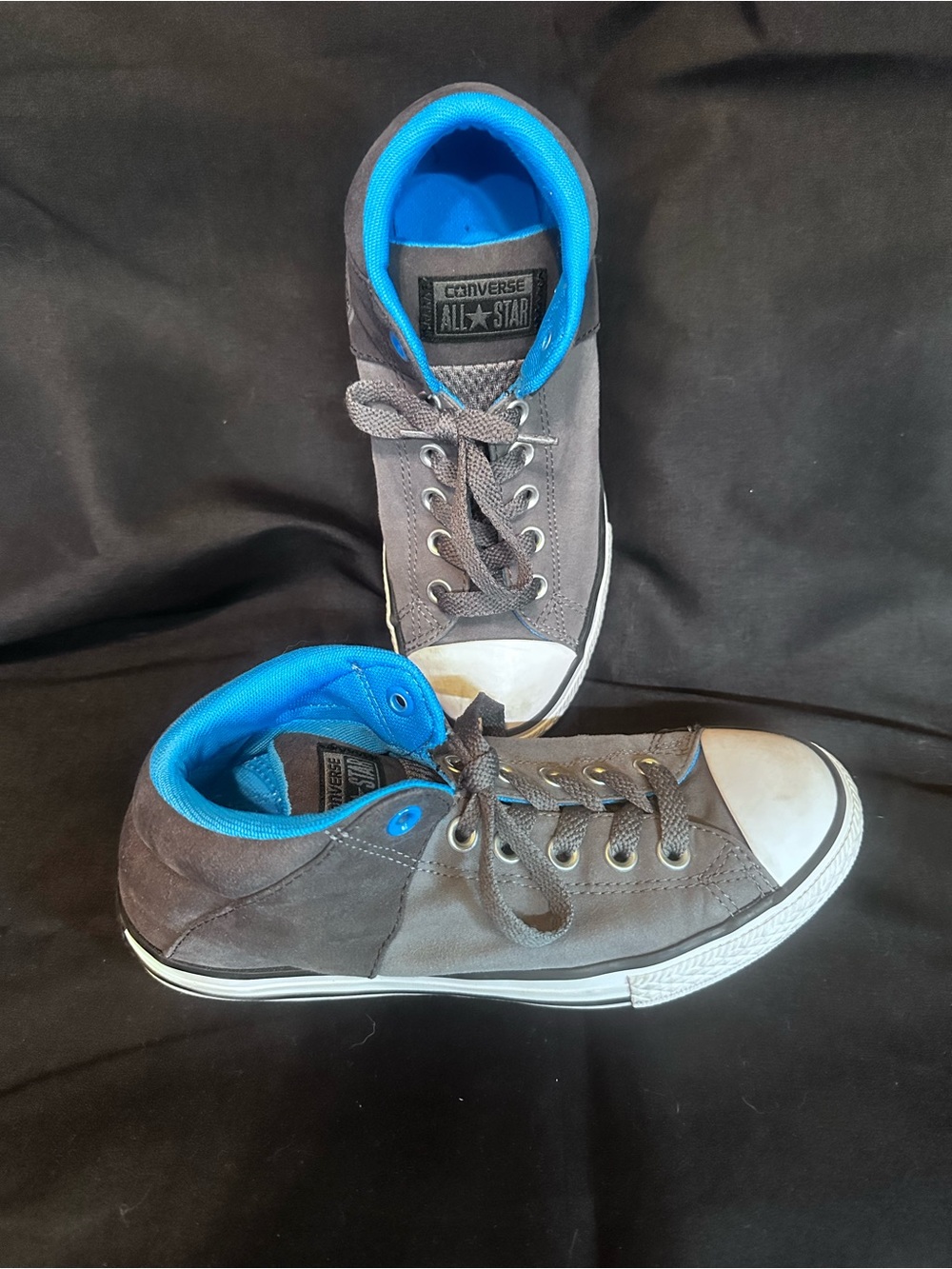 #S-1104 Converse All Star Kids Gray Canvas Sneakers with Blue Lining, SZ 5-1/2